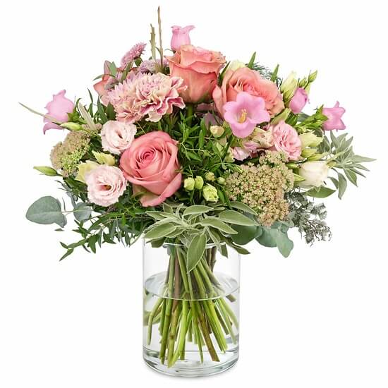 Affinité – bouquet pastel rose pêche, livraison fleurs Jura